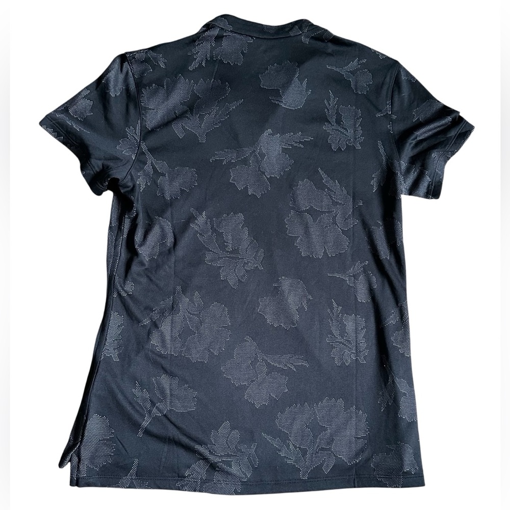 Nike Women’s Black Golf Tennis Shirt with Tonal Floral Pattern - size small - Picture 2 of 5